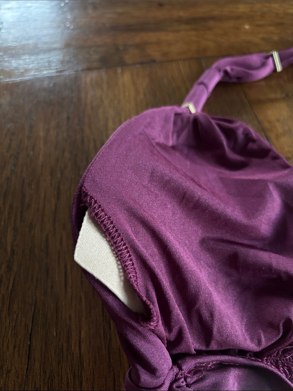 Vitamin A Ruched Halter Tankini Set in Plum - Picture 7 of 16
